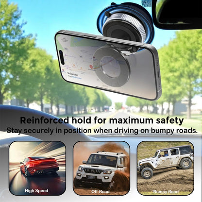 360° Magnetic Car Phone Holder with Vacuum Suction Base – Aluminium & Plastic