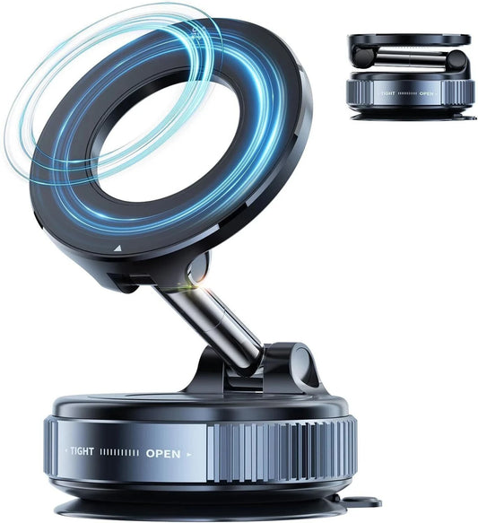 360° Magnetic Car Phone Holder with Vacuum Suction Base – Aluminium & Plastic