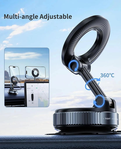 360° Magnetic Car Phone Holder with Vacuum Suction Base – Aluminium & Plastic